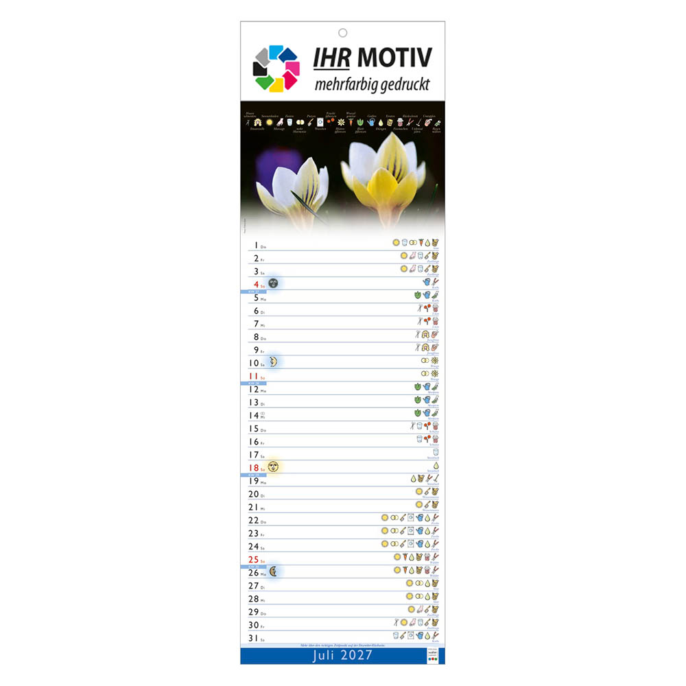 Streifenkalender Mondkalender, Ausgabe 2027 Monat Juli