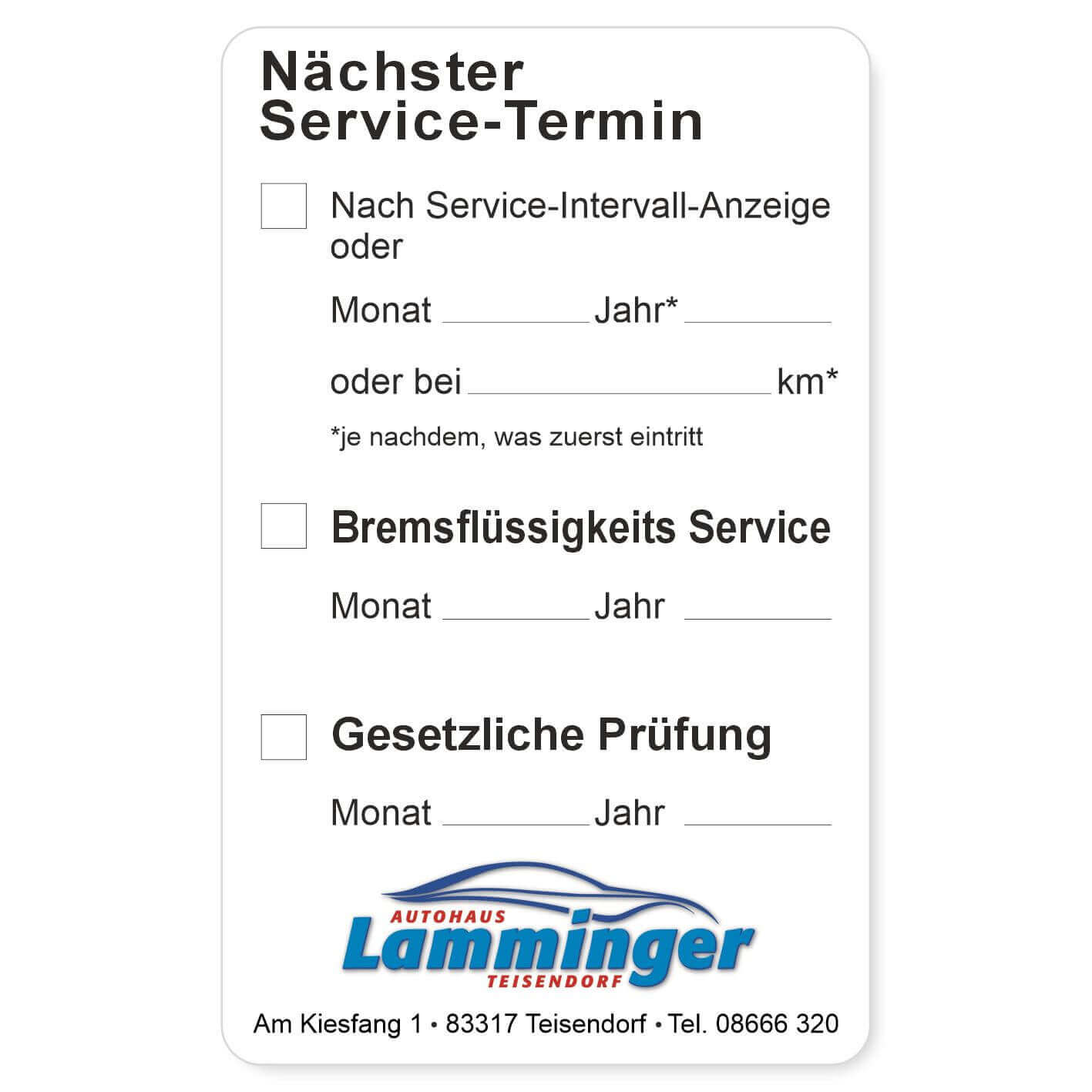 Nächster Service, Bremsflüssigkeit, Gesetzliche Prüfung Beispiel 1