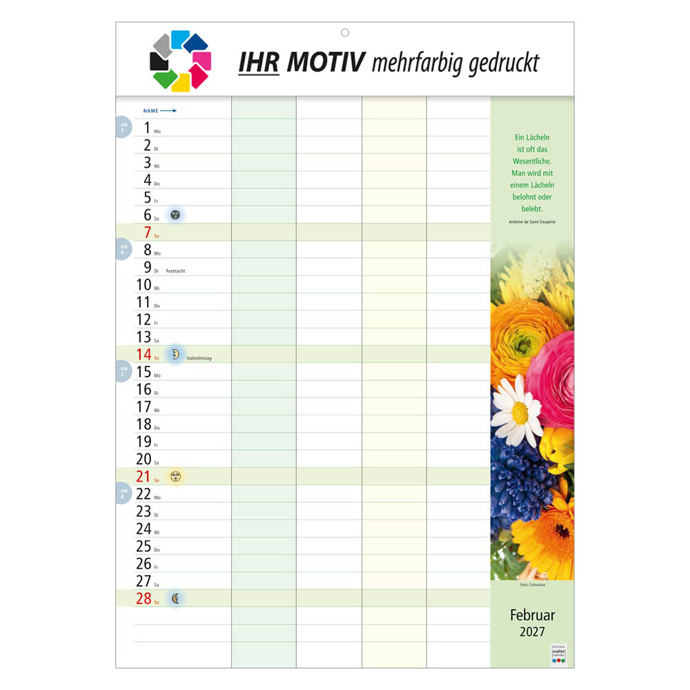 Bildkalender Familienkalender, Ausgabe 2027 Monat Februar