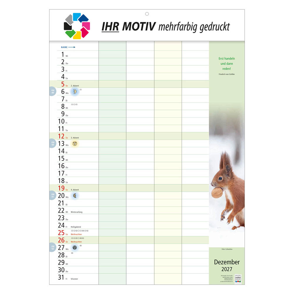 Bildkalender Familienkalender, Ausgabe 2027 Monat Dezember