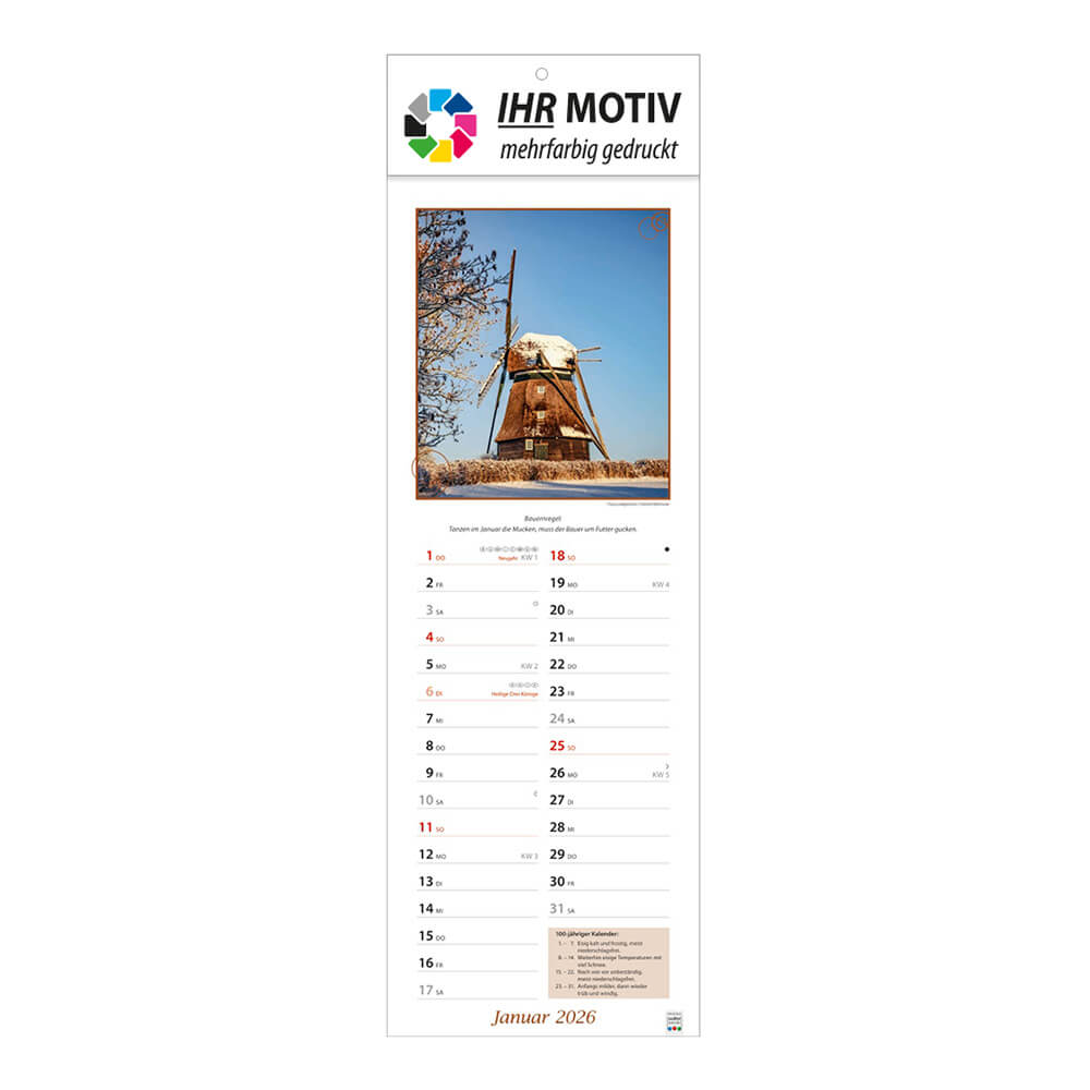 Streifenkalender Landpartie Monat Januar