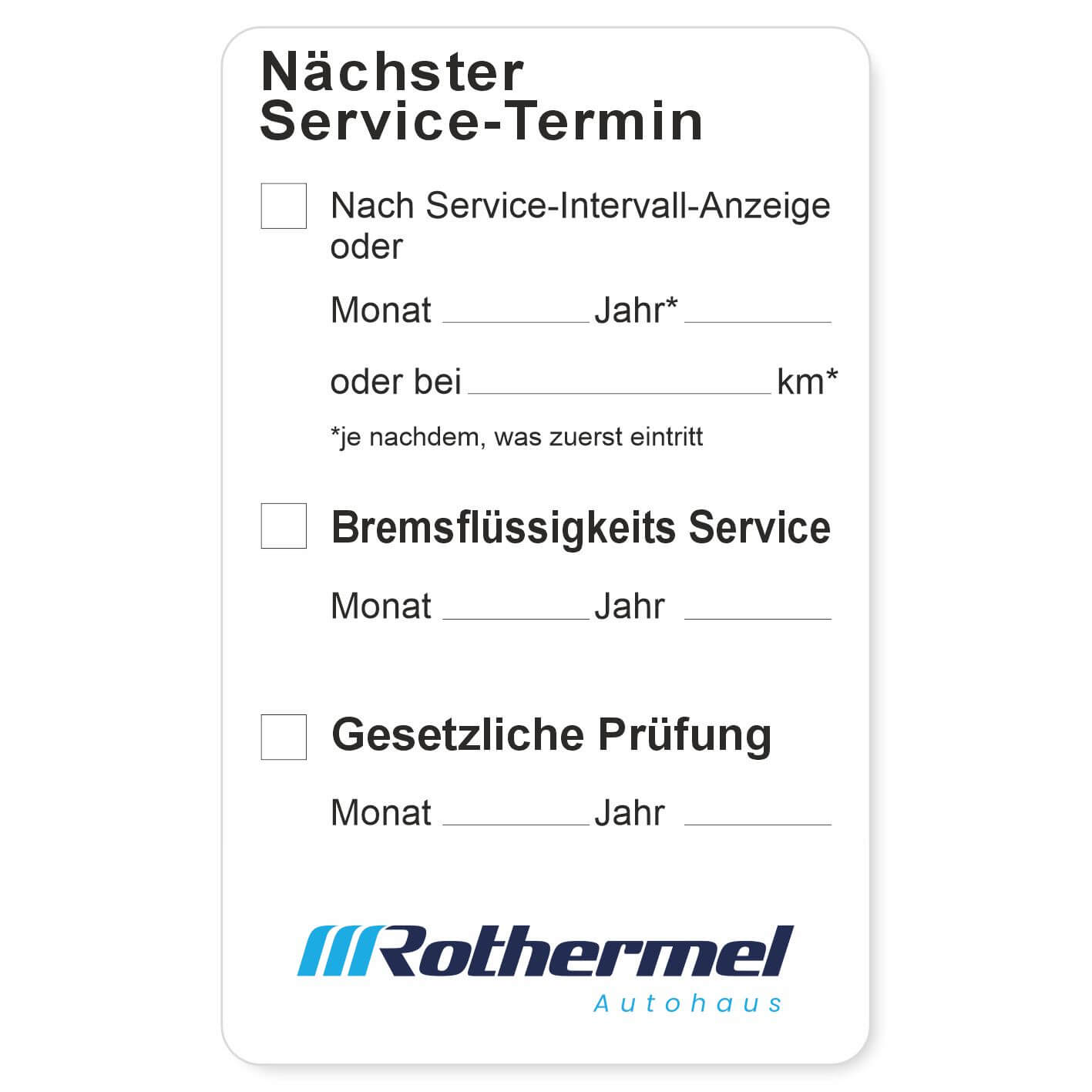 Nächster Service, Bremsflüssigkeit, Gesetzliche Prüfung Beispiel 2