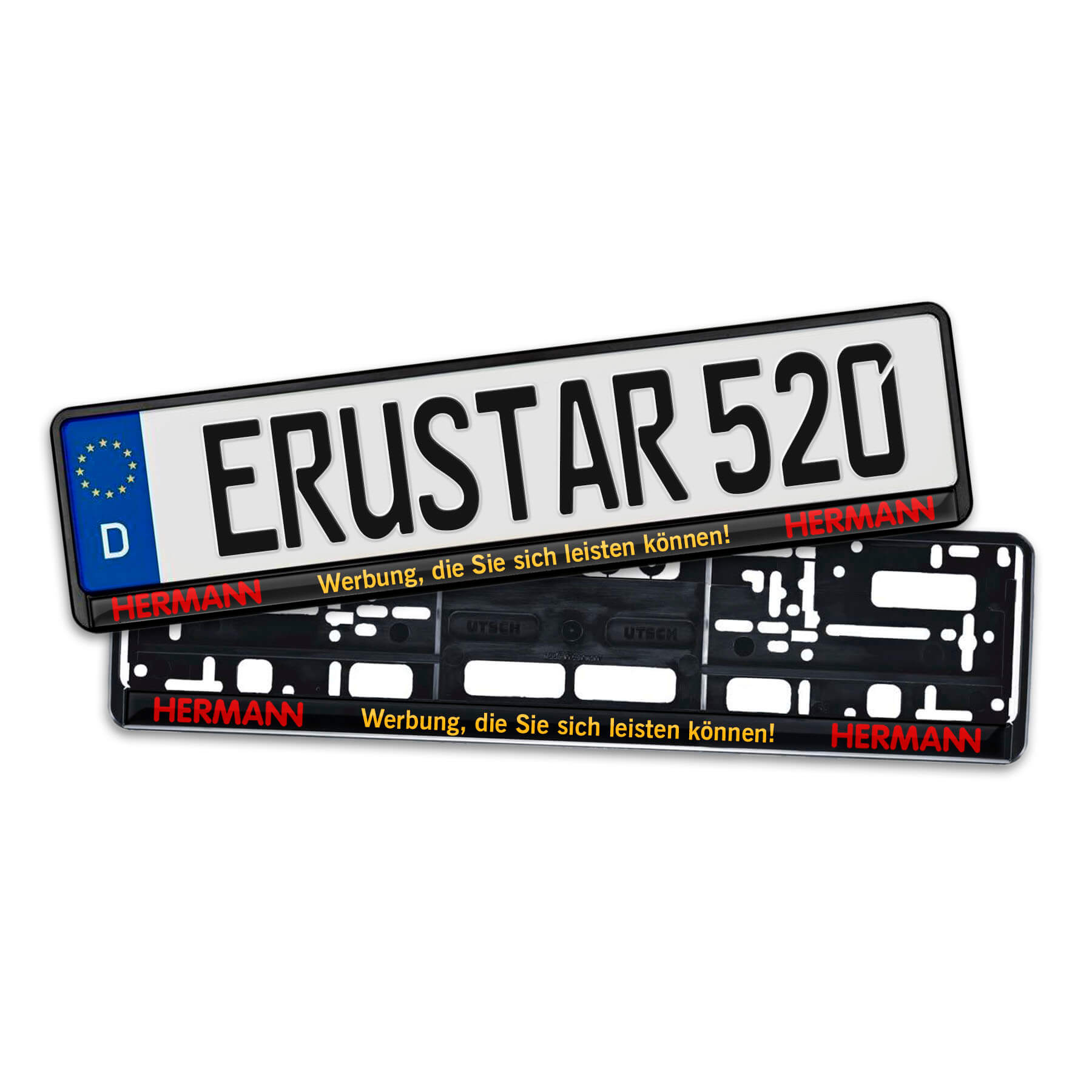Kennzeichenhalter ERUSTAR schwarz Doming 520 mm