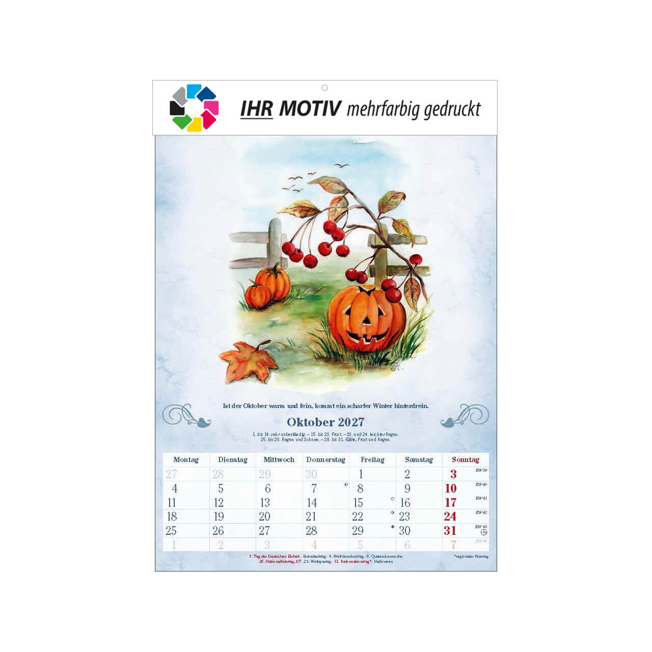 Bildkalender Der 100-Jährige, Ausgabe 2027 Monat Oktober