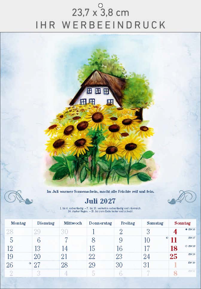 Bildkalender Der 100-Jährige, Ausgabe 2027 Monat Juli