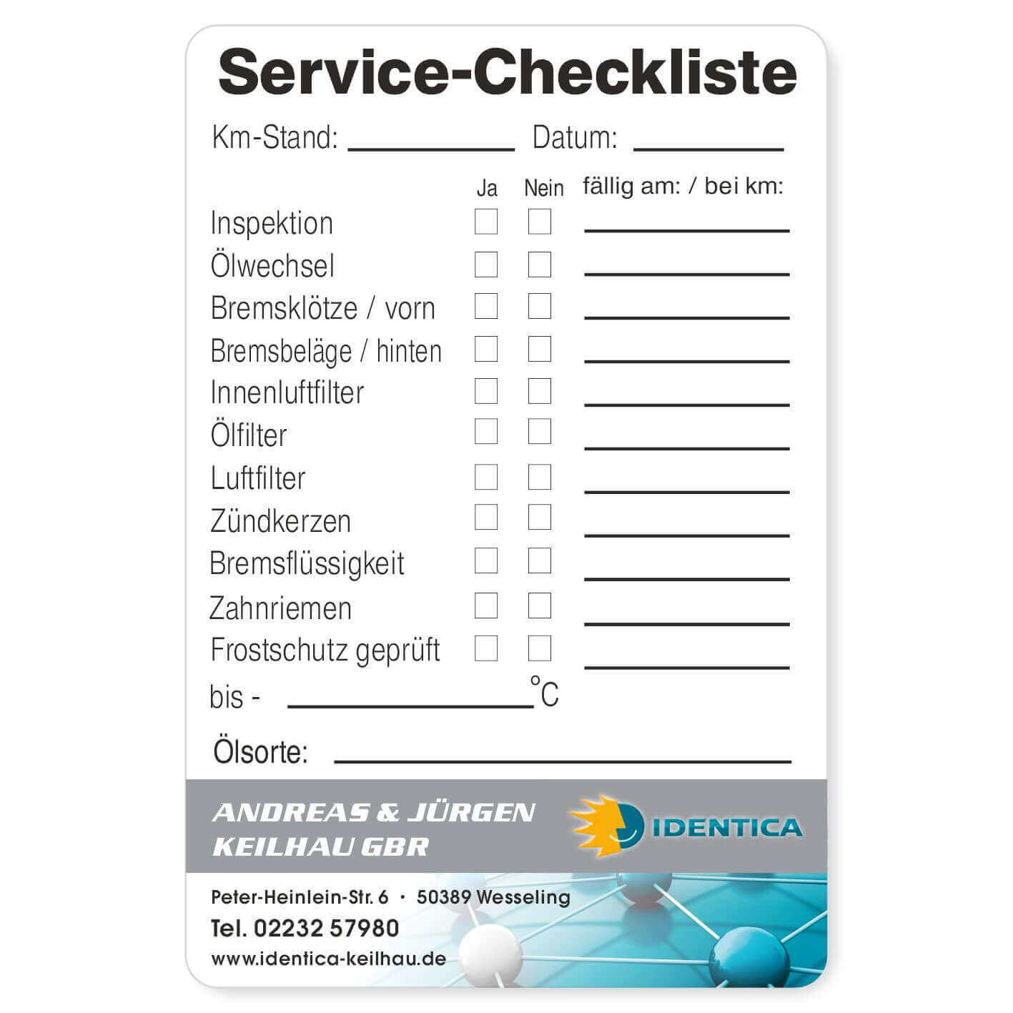 Service Checkliste Beispiel 3
