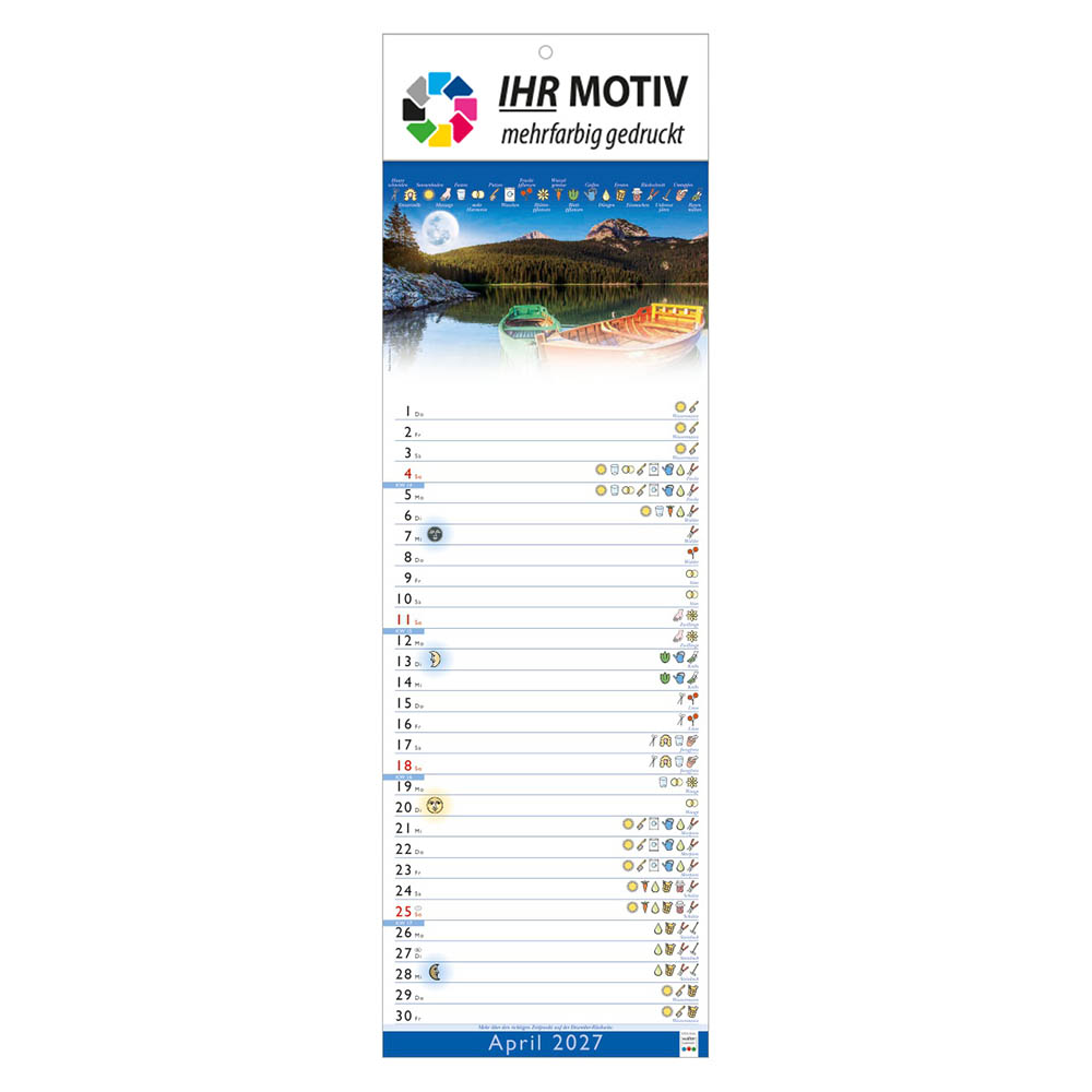 Streifenkalender Mondkalender, Ausgabe 2027 Monat April