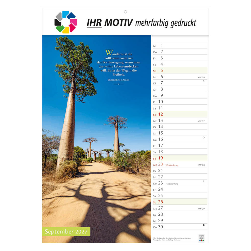 Bildkalender Wege mit Weitblick, Ausgabe 2027 Monat September