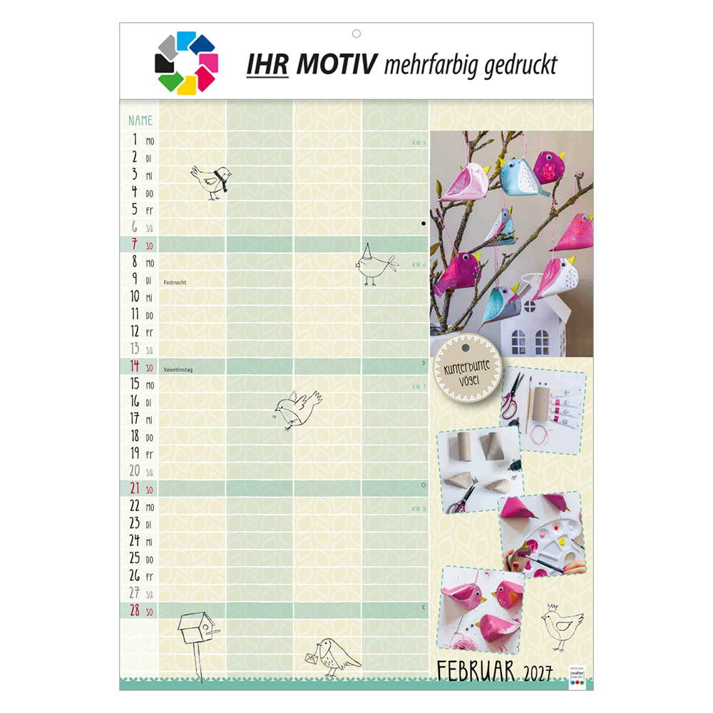 Bildkalender Selbstgemacht, Ausgabe 2027 Monat Februar