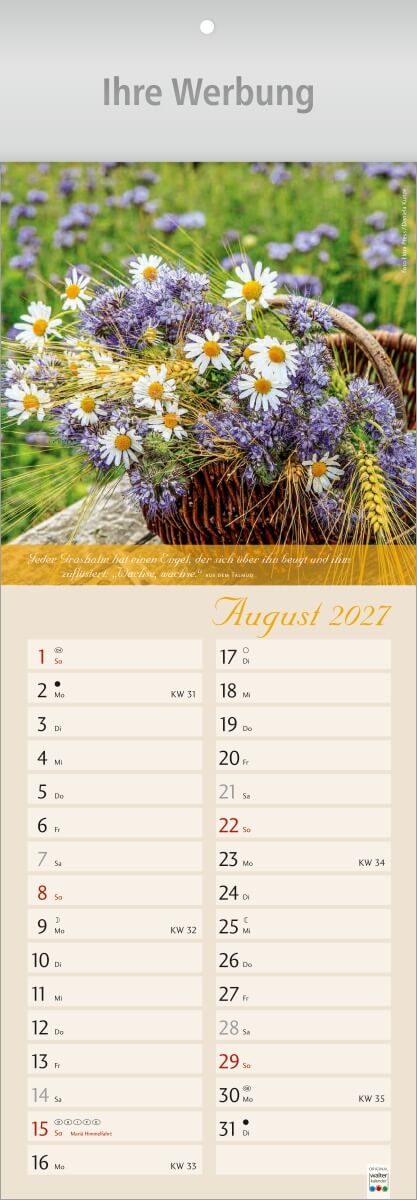 Streifenkalender Landleben, Ausgabe 2027 Monat August