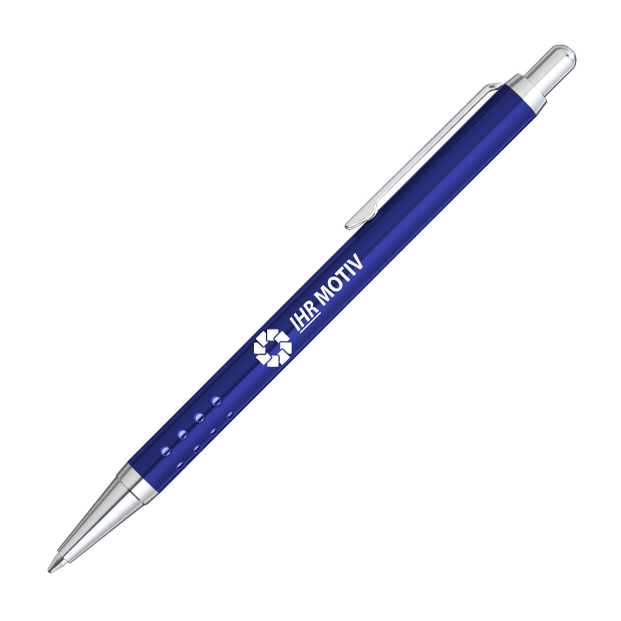 SLIMLINE Druckkugelschreiber blau Clip oben mit Motiv