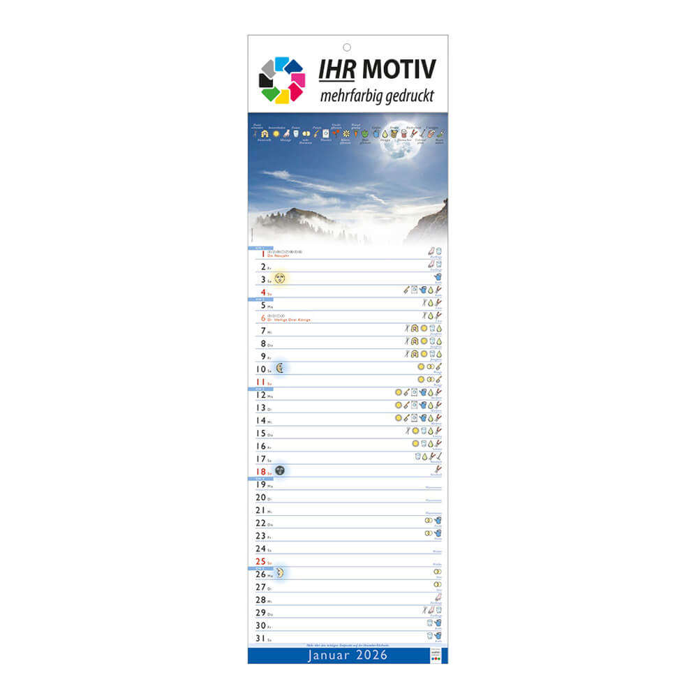 Streifenkalender Mondkalender Monat Januar