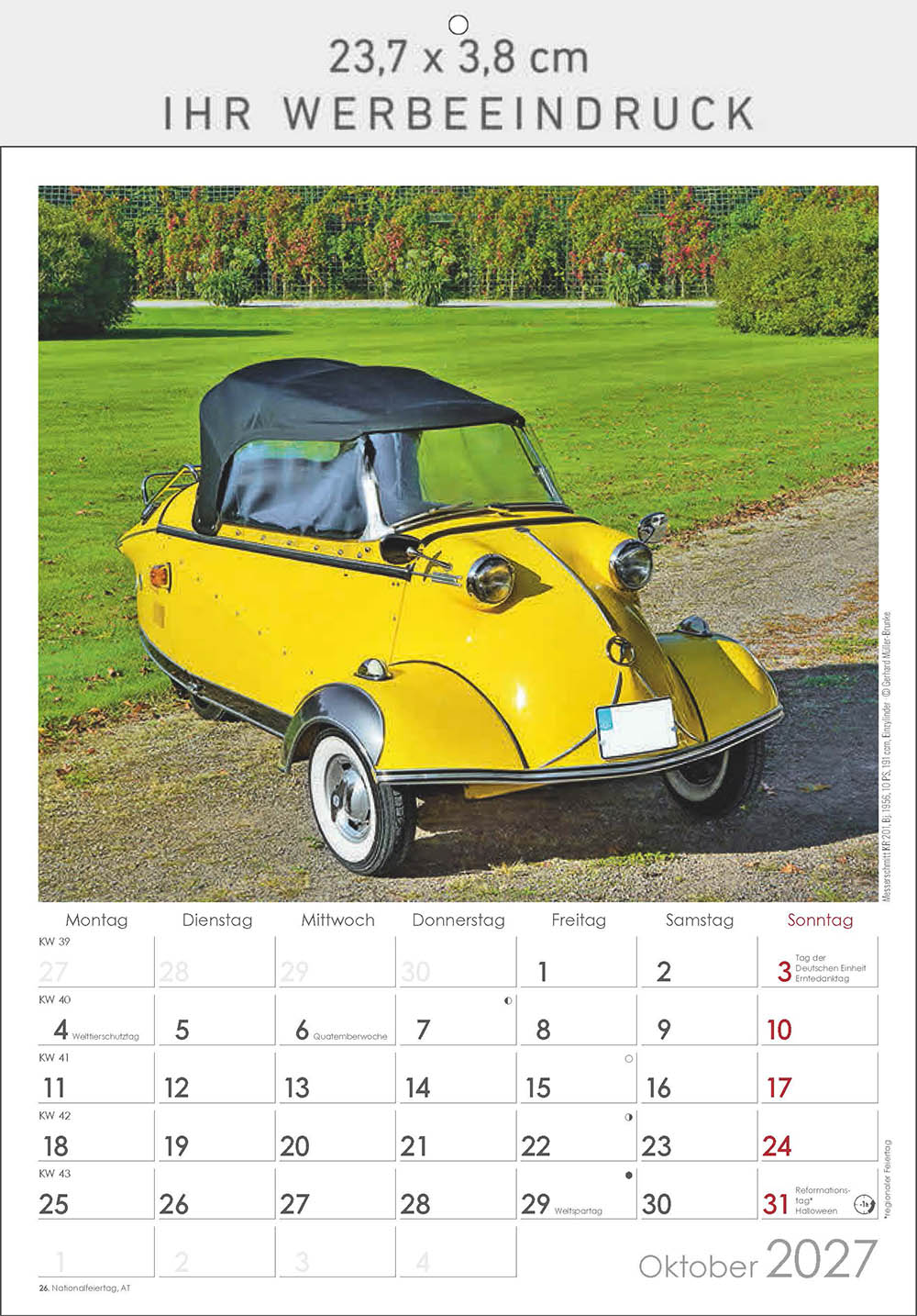 Bildkalender Oldtimer, Ausgabe 2027 Monat Oktober