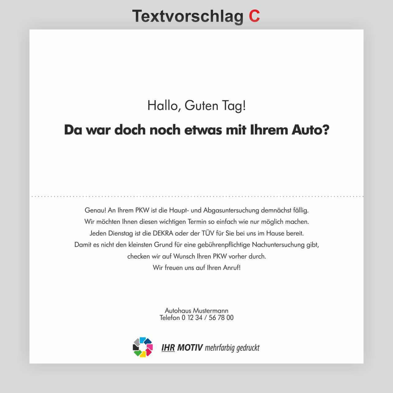 Vorschau: HU/AU-Erinnerungs-Klappkarte, Motiv Werkstatt