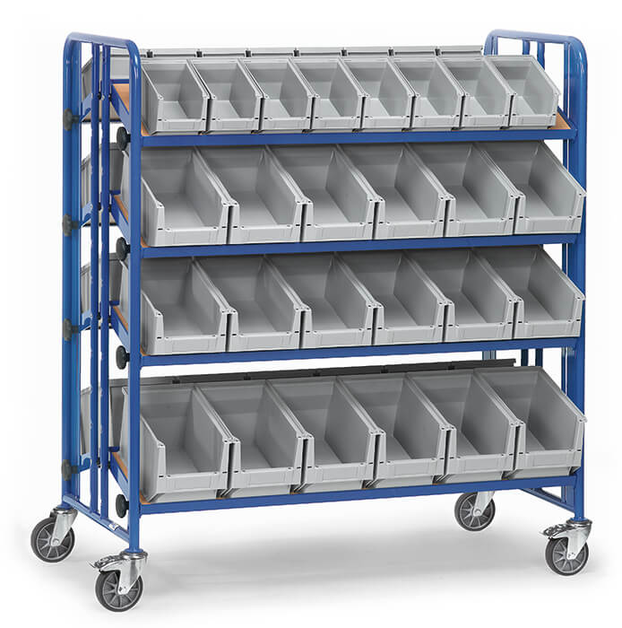 Vorschau: Fetra Montagewagen Ladefläche 1280 x 2x315 mm 4 Böden mit Kästen