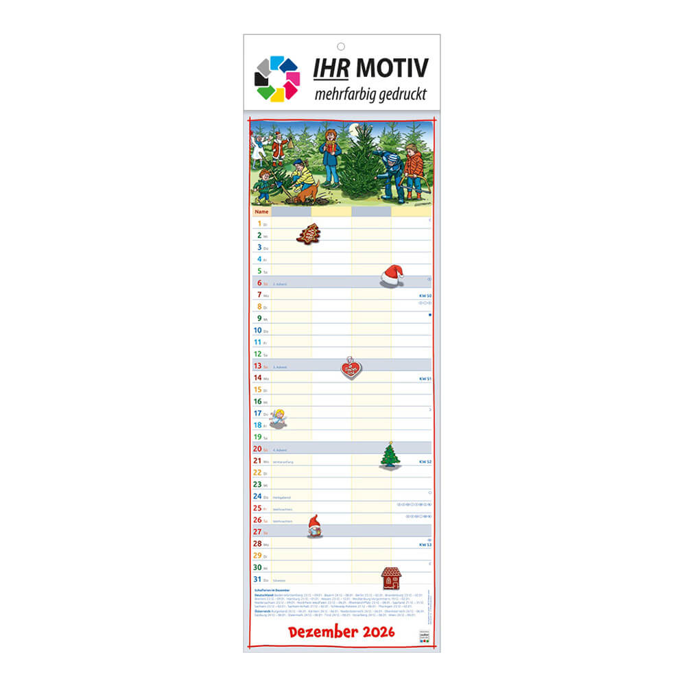 Streifenkalender Unser Familienplaner Monat Dezember