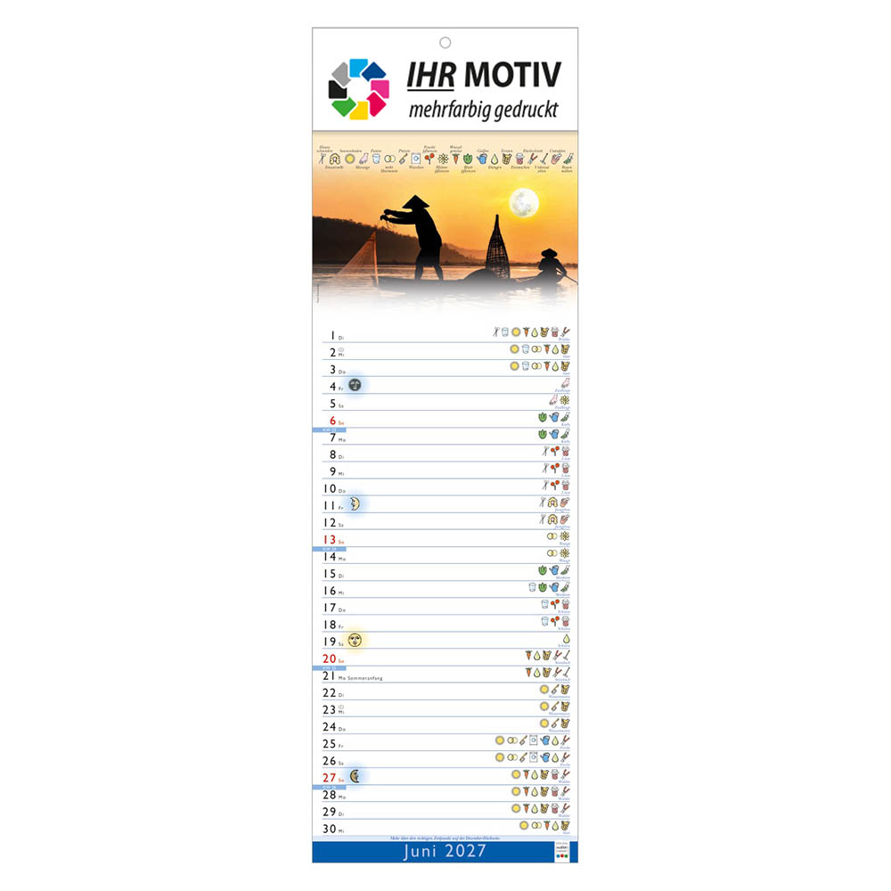 Streifenkalender Mondkalender, Ausgabe 2027 Monat Juni