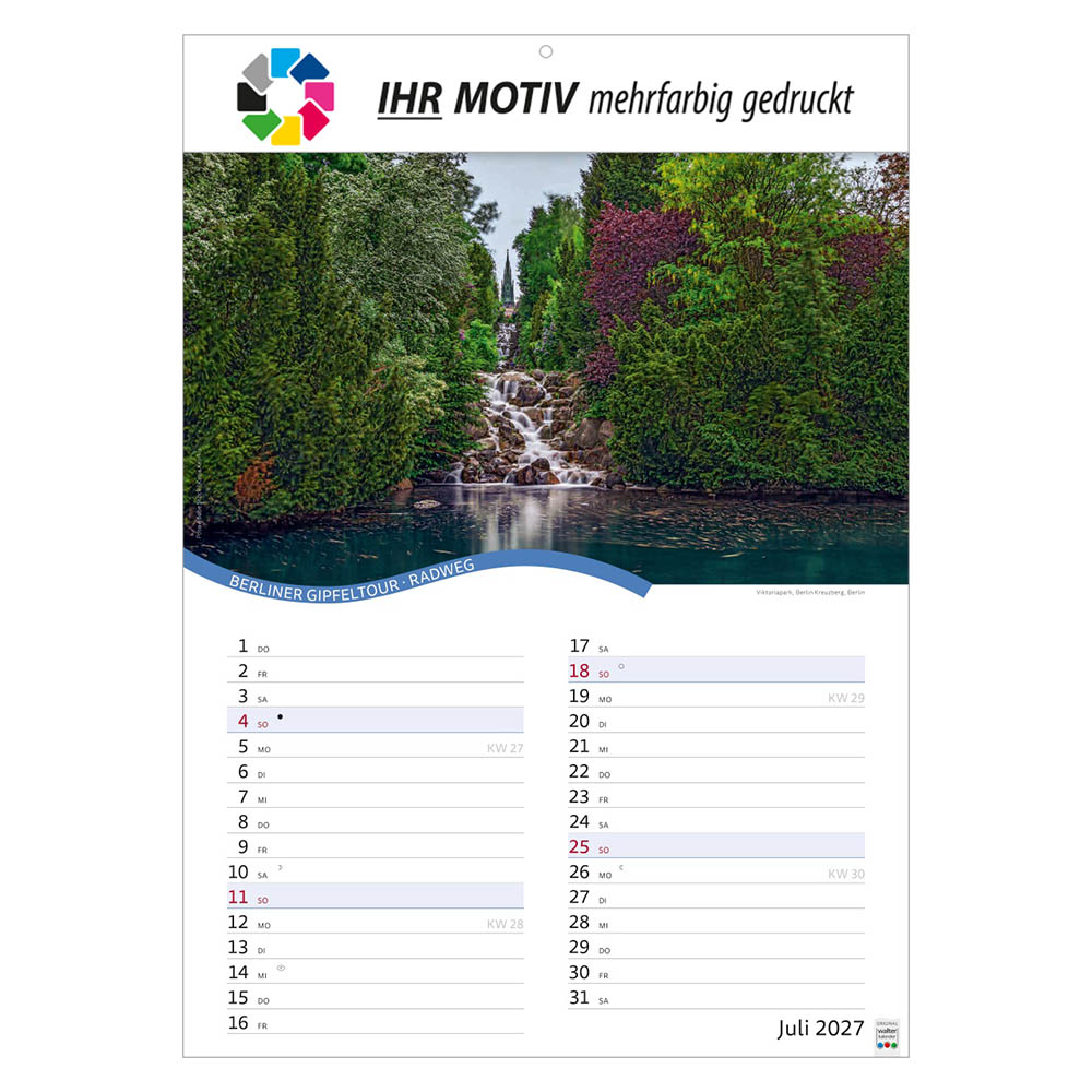Bildkalender Rad- und Wanderwege, Ausgabe 2027 Monat Juli