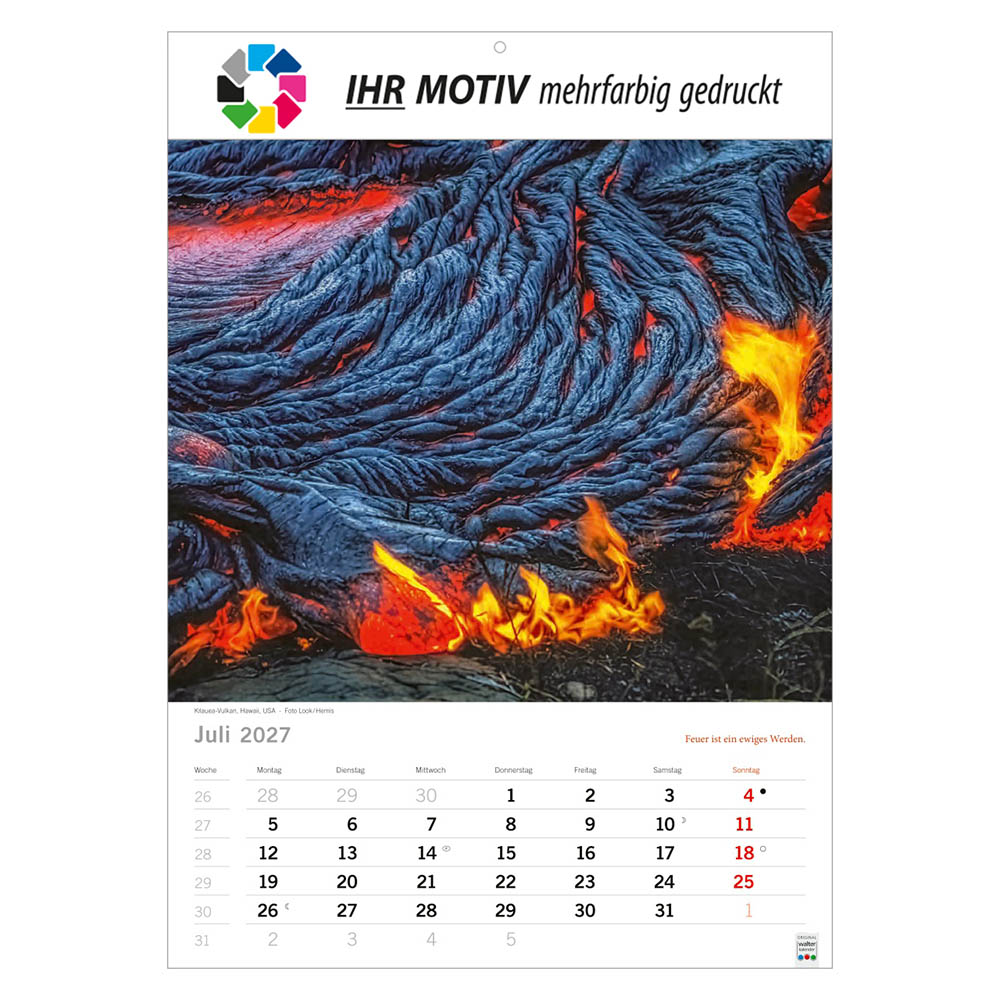 Bildkalender Elemente, Ausgabe 2027 Monat Juli