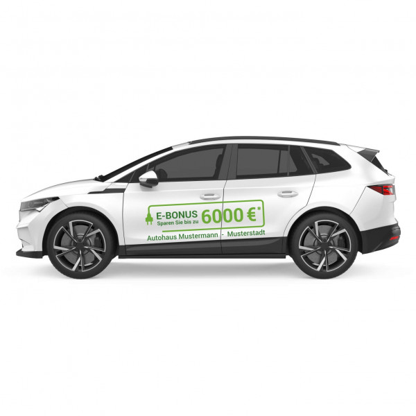 Autobeschriftung Thema: E-Auto Motiv: E-Bonus
