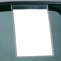 Infotasche mit Lasche zum Einhängen an die Seitenscheibe. Für DIN A4-Hochformat Infotasche mit Lasche zum Einhängen an die Seitenscheibe. Für DIN A4-Hochformat