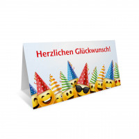 Geburtstags-Klappkarte, Motiv Party Smileys Geburtstags-Klappkarte, Motiv Party Smileys