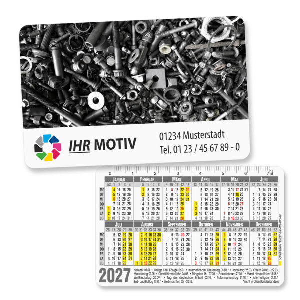 Scheckkartenkalender mit Motiv Schrauben