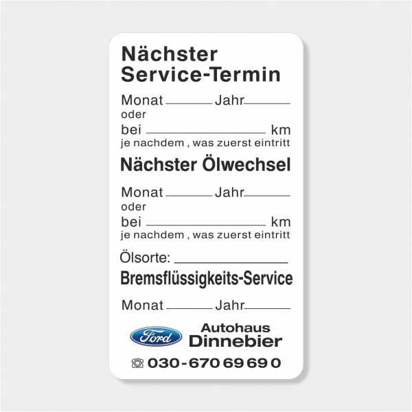 Service-Aufkleber aus PVC-Folie, Größe: 45 x 80 mm, Motiv "Service / Ölwechsel / Bremsflüssigkeit"