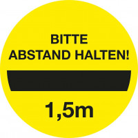Leitsystemsticker, Motiv Bitte Abstand halten 1,5m gelb Leitsystemsticker, Motiv Bitte Abstand halten 1,5m gelb