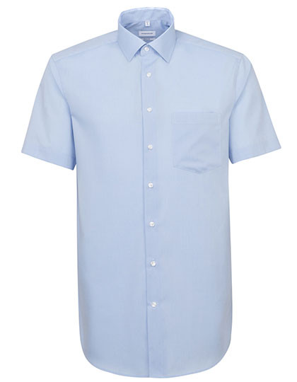Men's Shirt Regular Fit Short Sleeve individuell bestickt Light Blue
