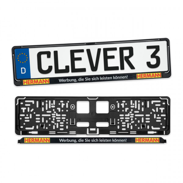 Kennzeichenhalter mit Klickverschluss CLEVER 3 schwarz 520 mm mehrfarbig