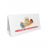 Geburtstags-Klappkarte, Motiv Auto-Torte Geburtstags-Klappkarte, Motiv Auto-Torte