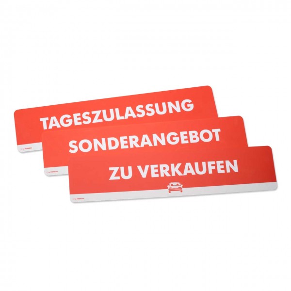 Text-Schilder in Kennzeichengröße, Farbe: rot
