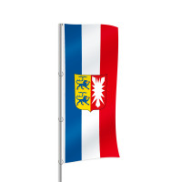Schleswig Holstein mit Wappen Hochformatfahne Schleswig Holstein mit Wappen Hochformatfahne