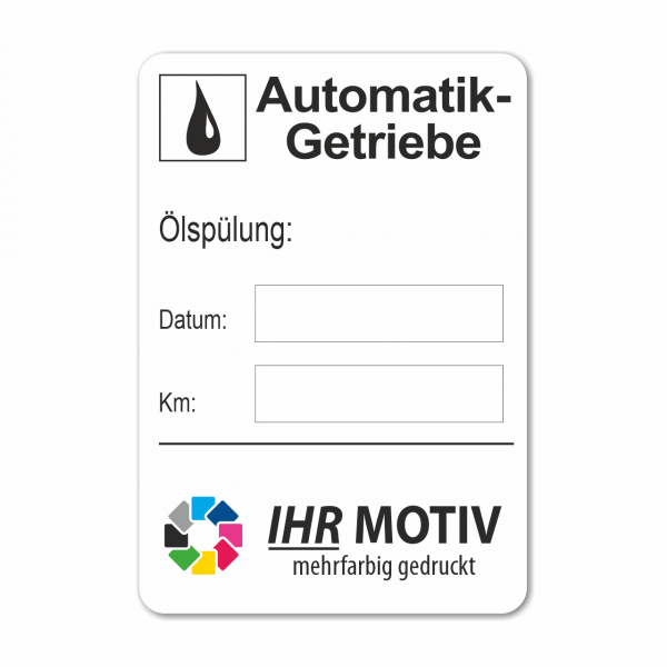 Service-Aufkleber aus PVC-Folie, Größe: 45 x 65 mm, Motiv "Automatik / Ölspülung"