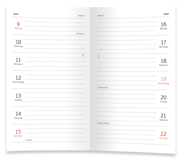 Taschen Wochenkalender Mohnblume, Ausgabe 2027 Kaelndarium grau/rot