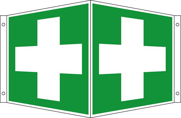 Rettungs-Winkelschild Erste Hilfe Aluminium, nachleuchtend20 x 20 cm