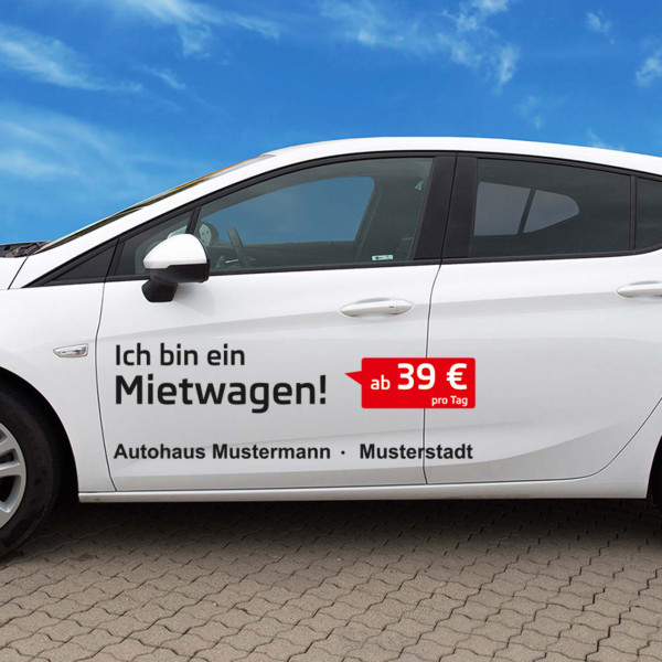 Autobeschriftung "Mietwagen", Design 2