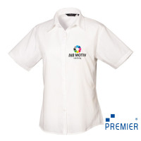 Women's Poplin Short Sleeve Blouse individuell bestickt Women's Poplin Short Sleeve Blouse individuell bestickt