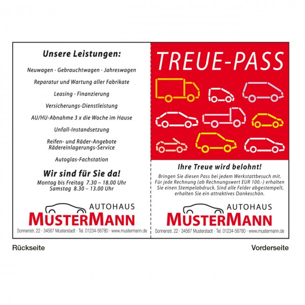 "Treue-Pass, Motiv: ""Fahrzeuge"""