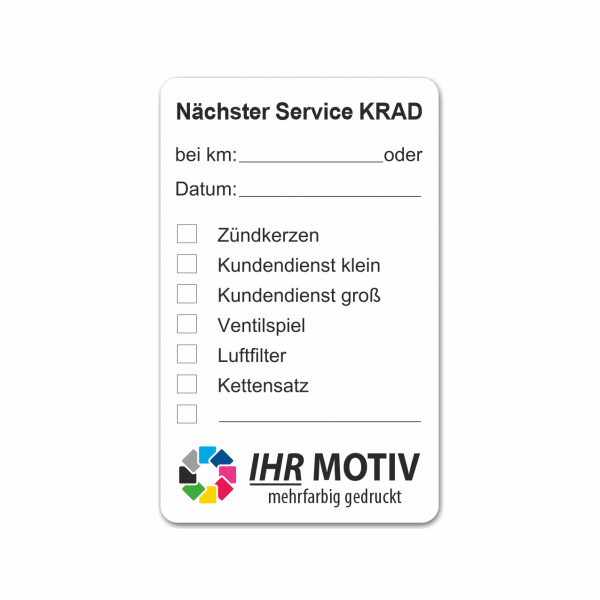 Service-Aufkleber aus PVC-Folie, Größe: 50 x 80 mm, Motiv "Krad-Service"