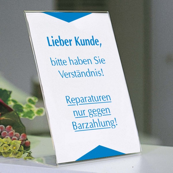 Thekenaufsteller DIN A 4 mit Kartonschild Barzahlung