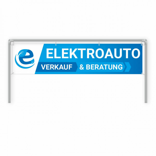 Werbebanner 300 x 70 cm Thema: Elektromobilität Motiv: Elektroauto