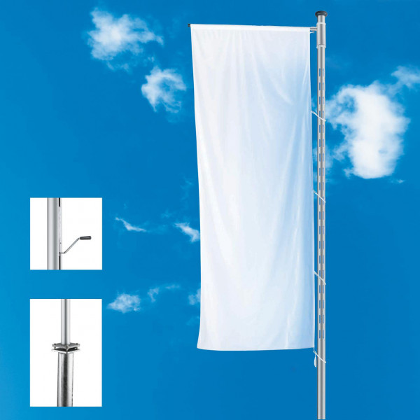 Fahnenmast 8 Meter mit Ausleger und LED-Lichtmodul