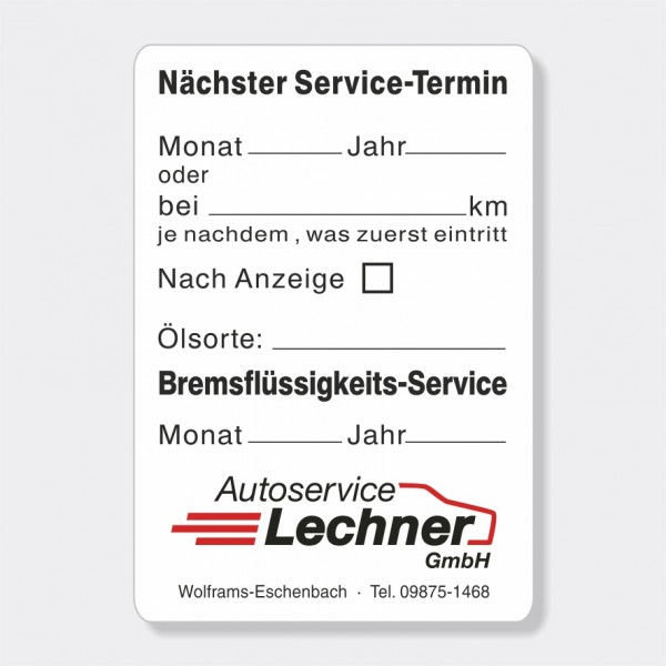 Service-Aufkleber aus PVC-Folie, Größe: 45 x 65 mm, Motiv "Service / Bremsflüssigkeit"