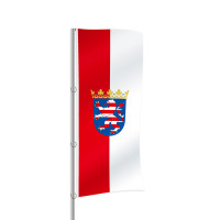 Hessen mit Wappen Hochformatfahne Hessen mit Wappen Hochformatfahne
