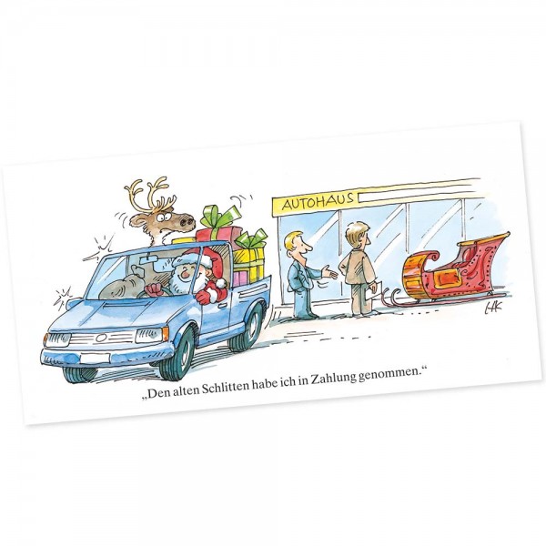 Weihnachts-Postkarte, Motiv Auto