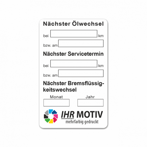 Service-Aufkleber aus PVC-Folie, Größe: 50 x 80 mm, Motiv "Ölwechsel / Service / Bremsflüssigkeit"