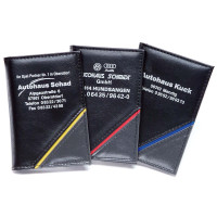 Ausweistasche aus Kunstleder mit grauer Ecke und farbigem Dekorstreifen, 2 Fächer Ausweistasche aus Kunstleder mit grauer Ecke und farbigem Dekorstreifen, 2 Fächer