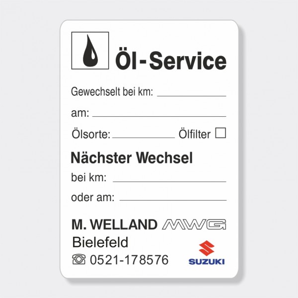 Service-Aufkleber aus PVC-Folie, Größe: 45 x 65 mm, Motiv "Öl-Service"
